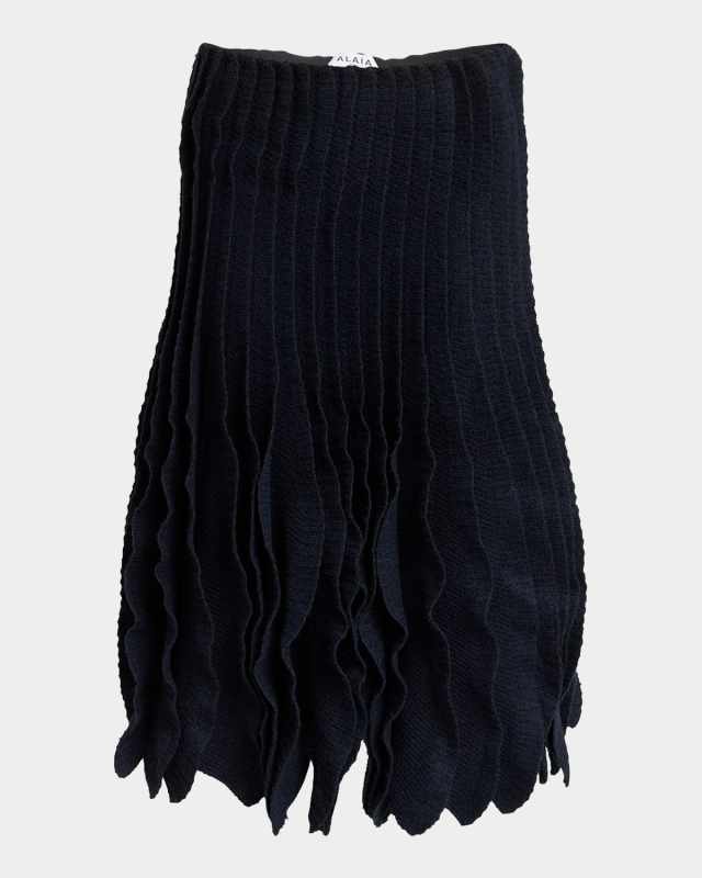 Tweed Knit Frills Skirt